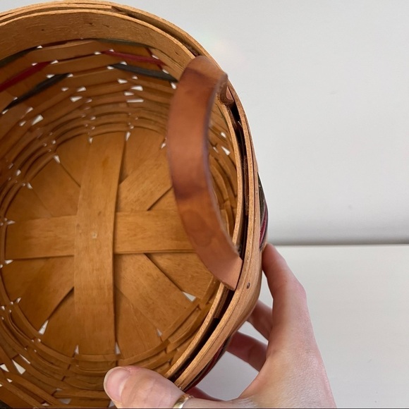 LONGABERGER WOVEN TRADITIONS 10" DARNING BASKET with 2 LEATHER LOOP HANDLES 1995 - Picture 2 of 10